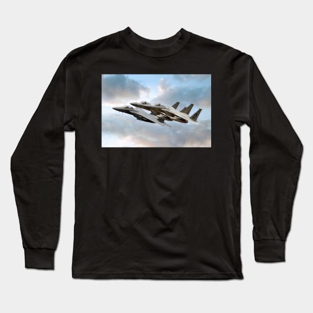 F-15 Eagles and Strike Eagle Long Sleeve T-Shirt by SteveHClark